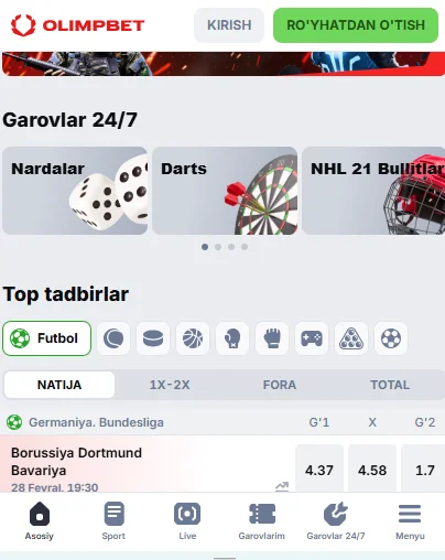 Olimpbet mobil ilovasi