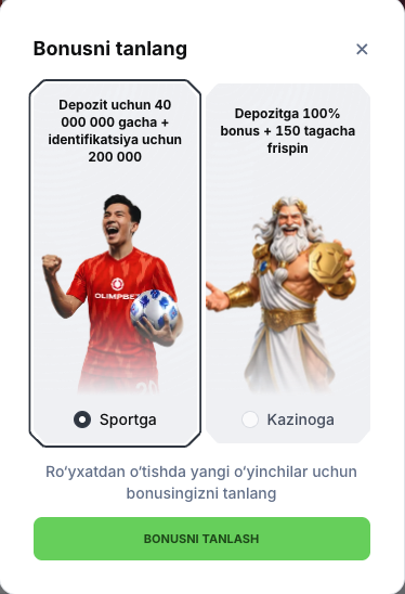 Olimpbet saytida ro‘yxatdan o‘tish